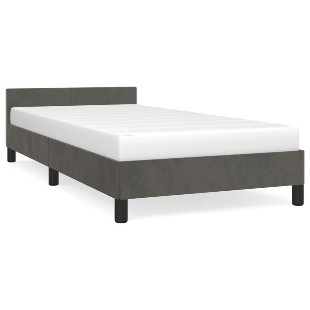 Bed Frame without Mattress Dark Gray Twin Velvet