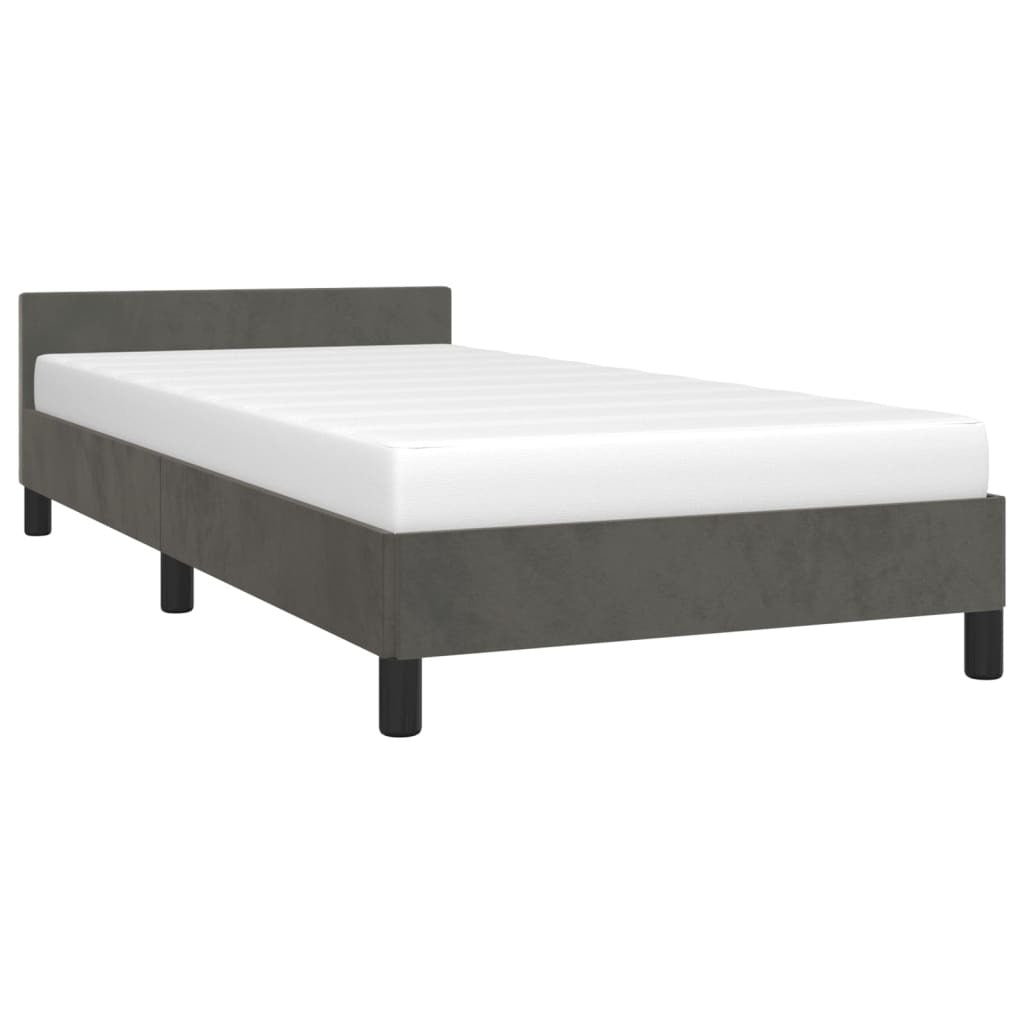 Bed Frame without Mattress Dark Gray Twin Velvet