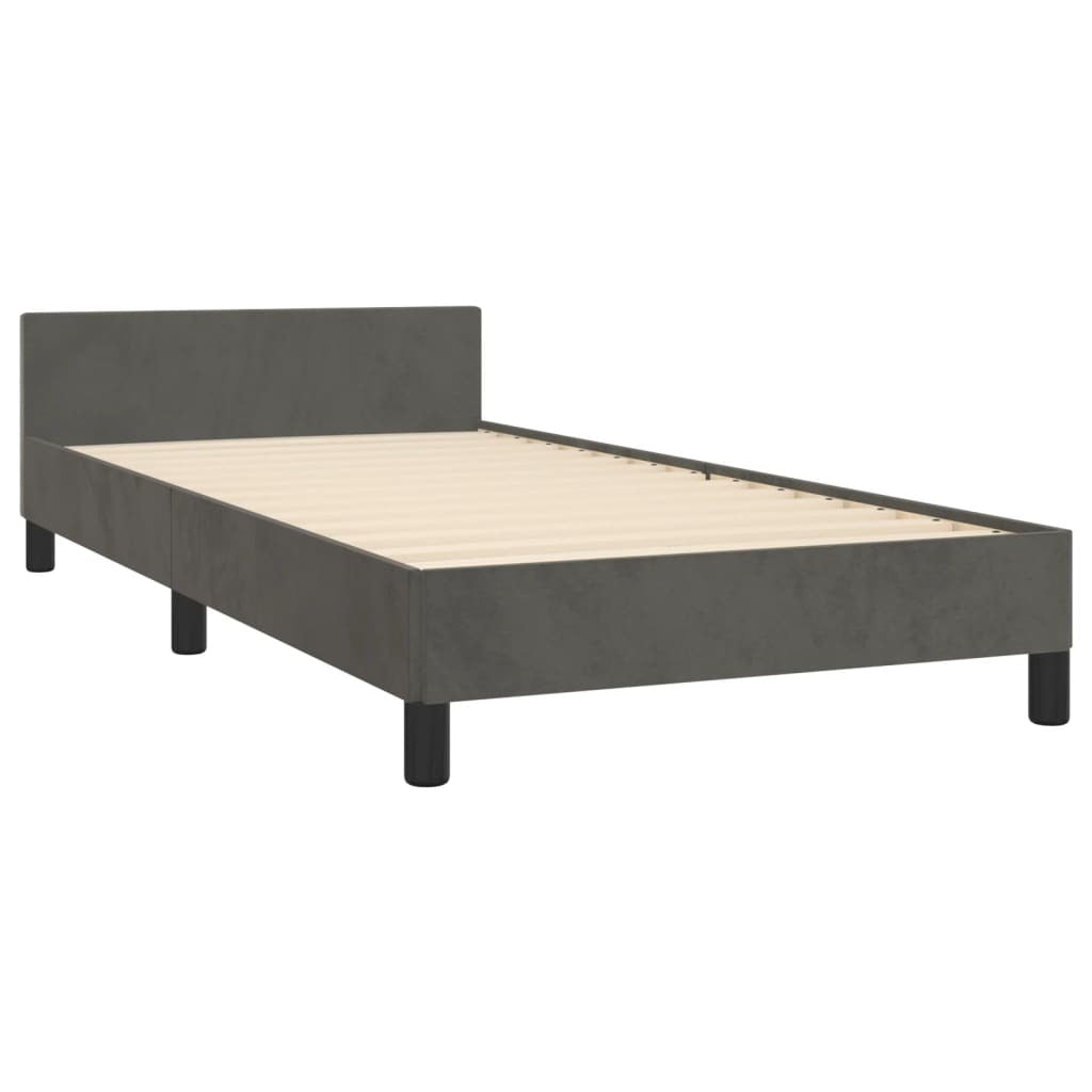Bed Frame without Mattress Dark Gray Twin Velvet