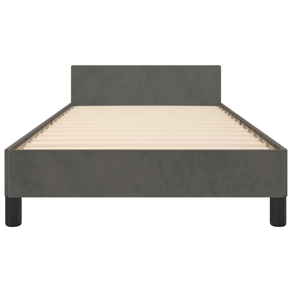 Bed Frame without Mattress Dark Gray Twin Velvet