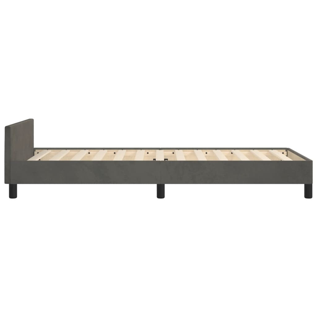 Bed Frame without Mattress Dark Gray Twin Velvet
