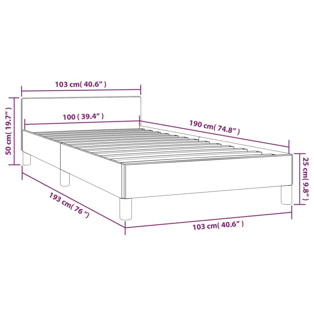 Bed Frame without Mattress Dark Gray Twin Velvet