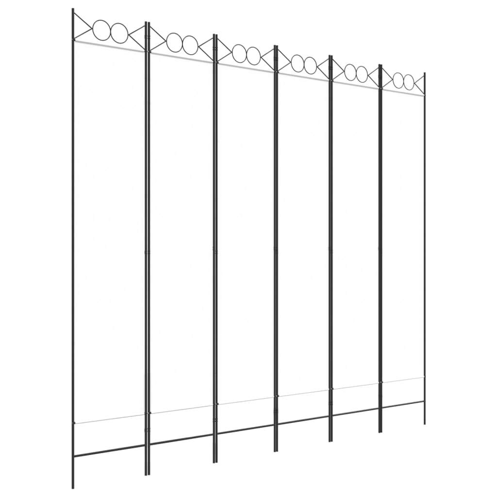 6-Panel Room Divider White 94.5"x86.6" Fabric