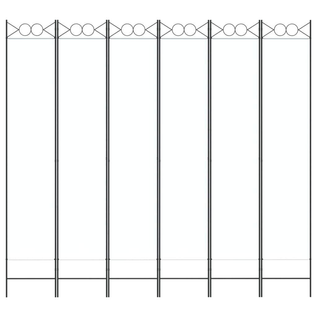 6-Panel Room Divider White 94.5"x86.6" Fabric