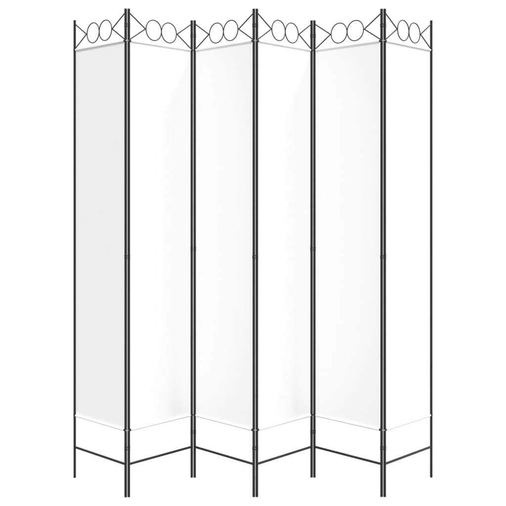 6-Panel Room Divider White 94.5"x86.6" Fabric