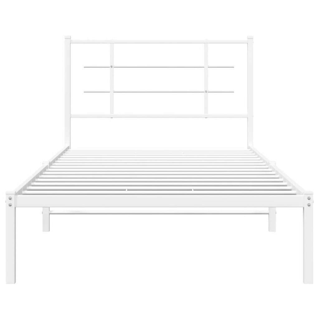 Metal Bed Frame without Mattress with Headboard White 39.4"x78.7