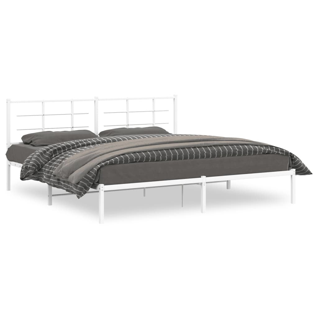 Metal Bed Frame without Mattress with Headboard White 76"x79.9