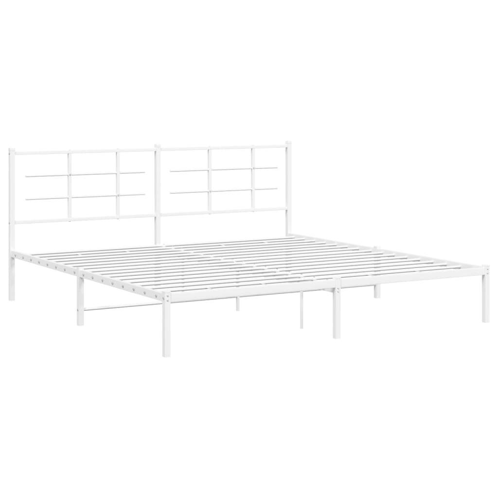 Metal Bed Frame without Mattress with Headboard White 76"x79.9