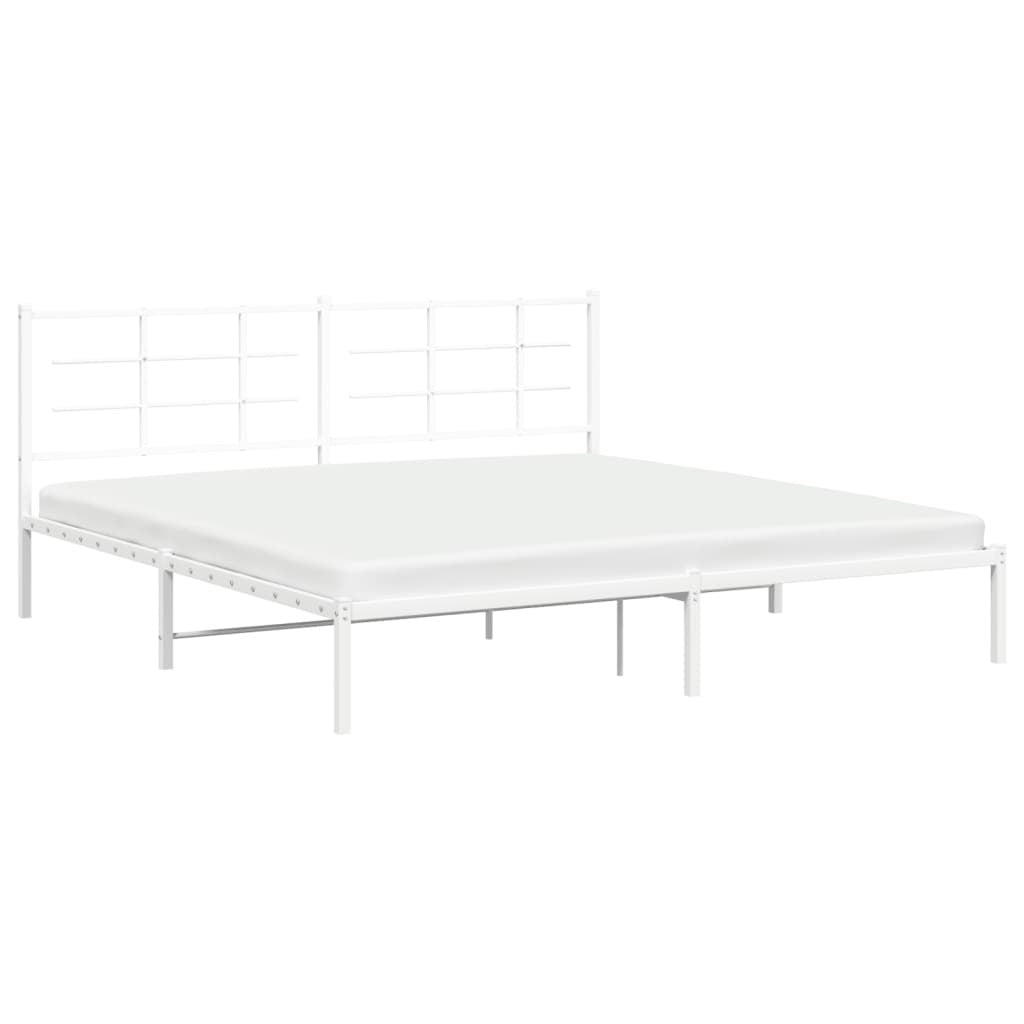 Metal Bed Frame without Mattress with Headboard White 76"x79.9