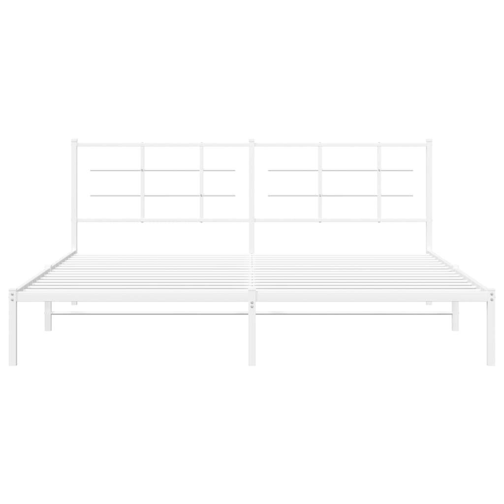 Metal Bed Frame without Mattress with Headboard White 76"x79.9