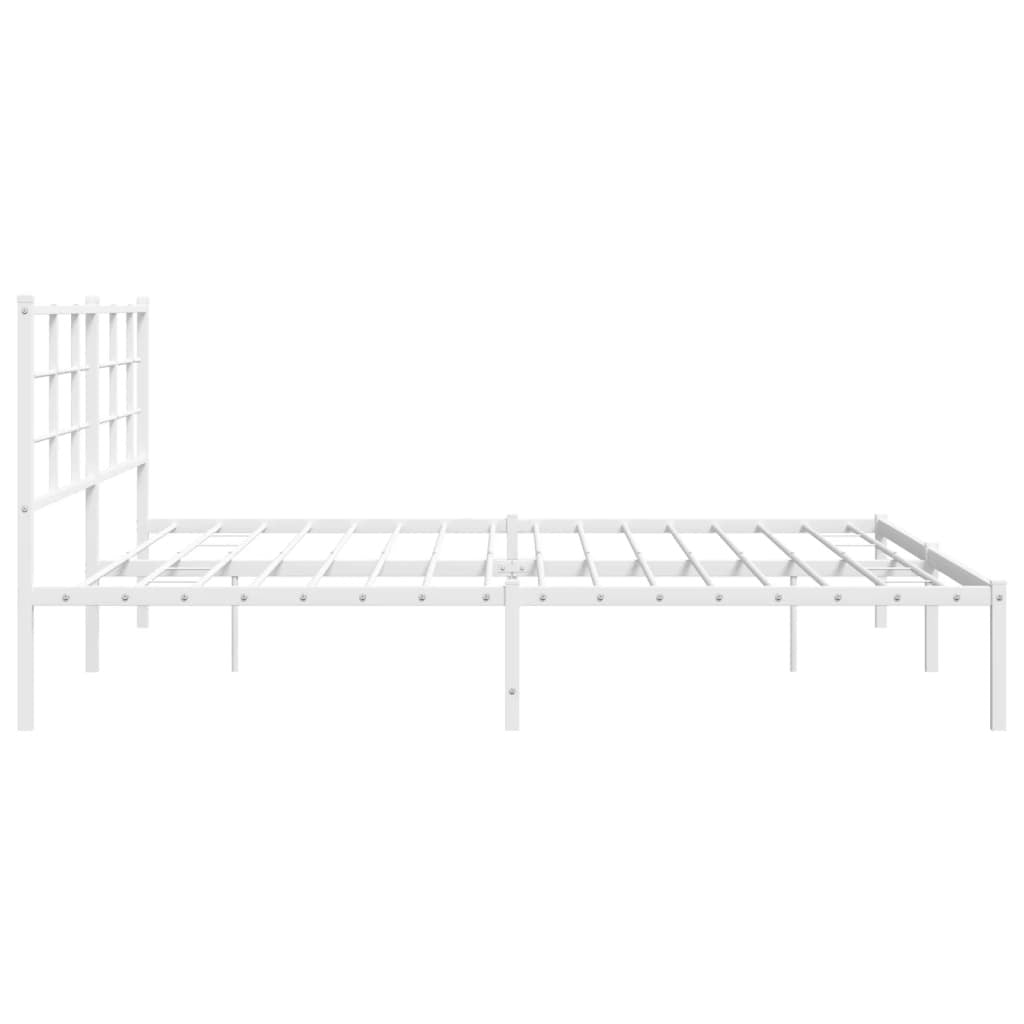 Metal Bed Frame without Mattress with Headboard White 76"x79.9
