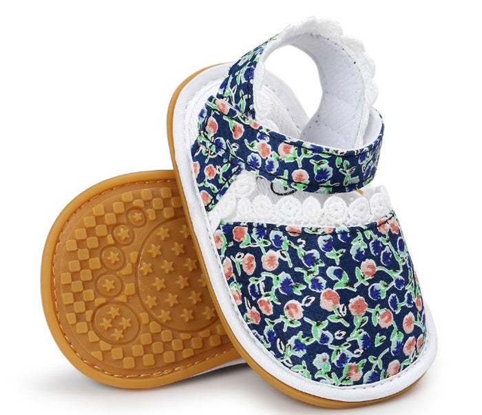 Baby lace princess soft rubber sole shoes