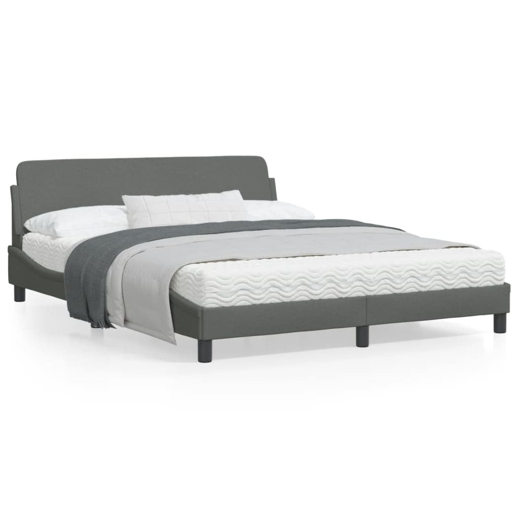 Bed Frame "Dover" Dark Gray 59.8"x79.9" Fabric