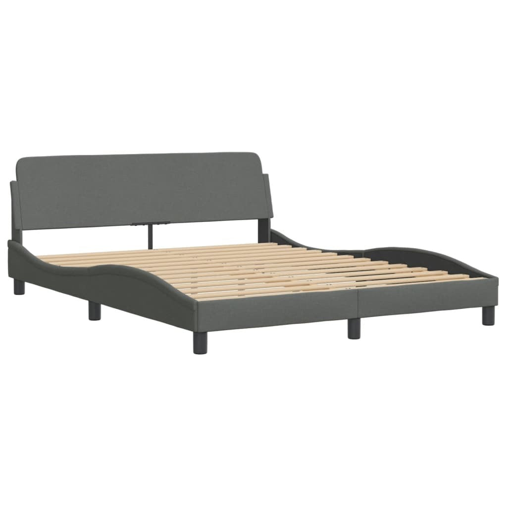 Bed Frame "Dover" Dark Gray 59.8"x79.9" Fabric
