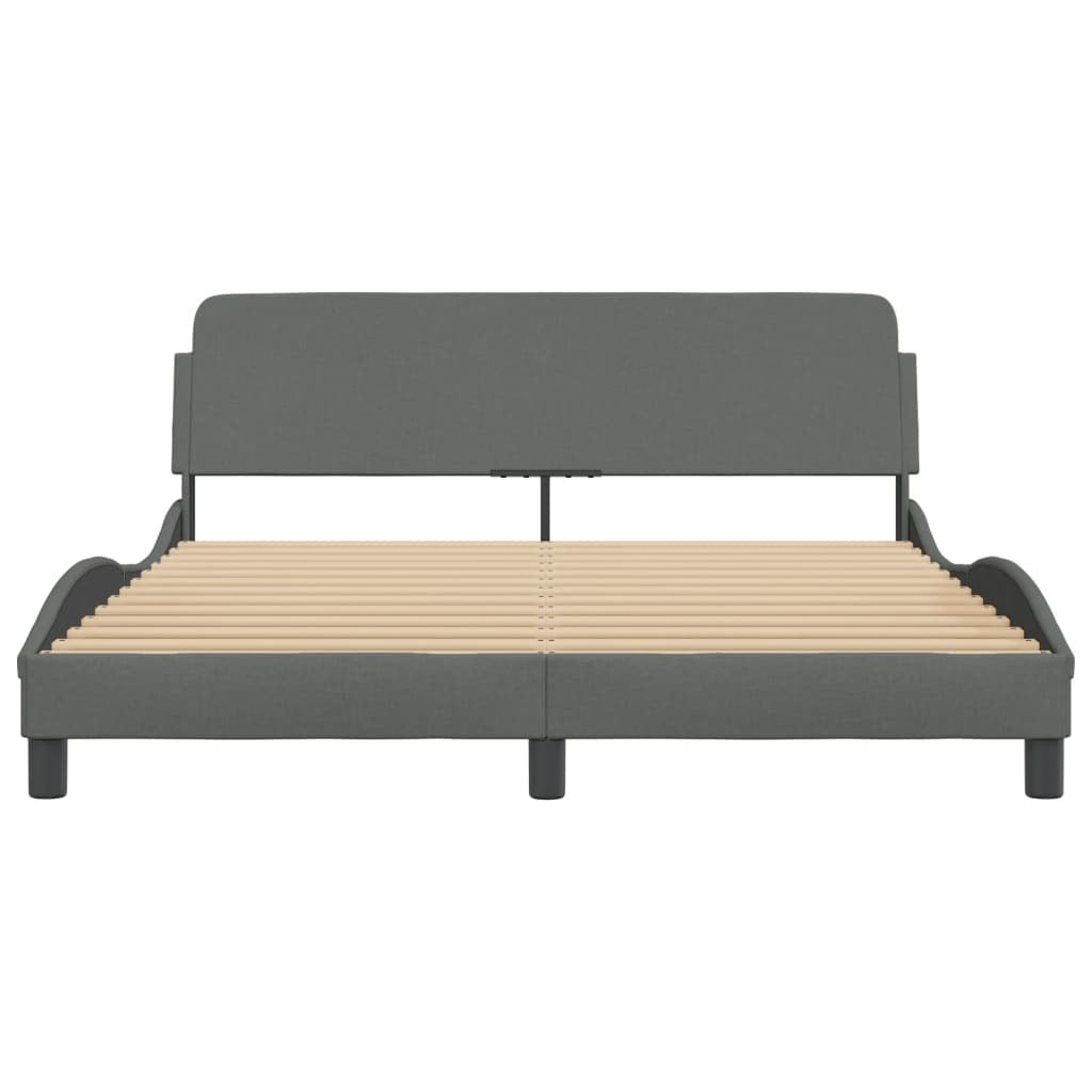 Bed Frame "Dover" Dark Gray 59.8"x79.9" Fabric