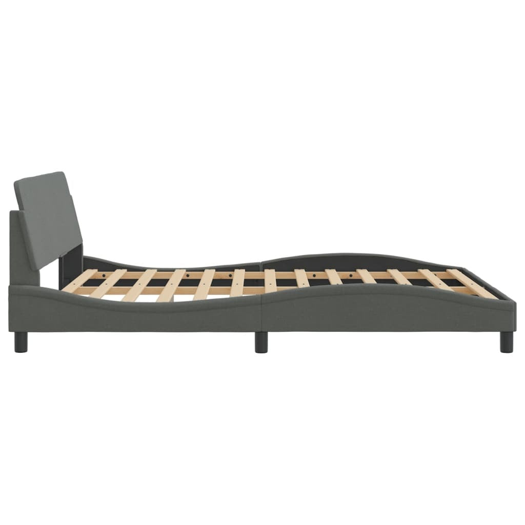 Bed Frame "Dover" Dark Gray 59.8"x79.9" Fabric