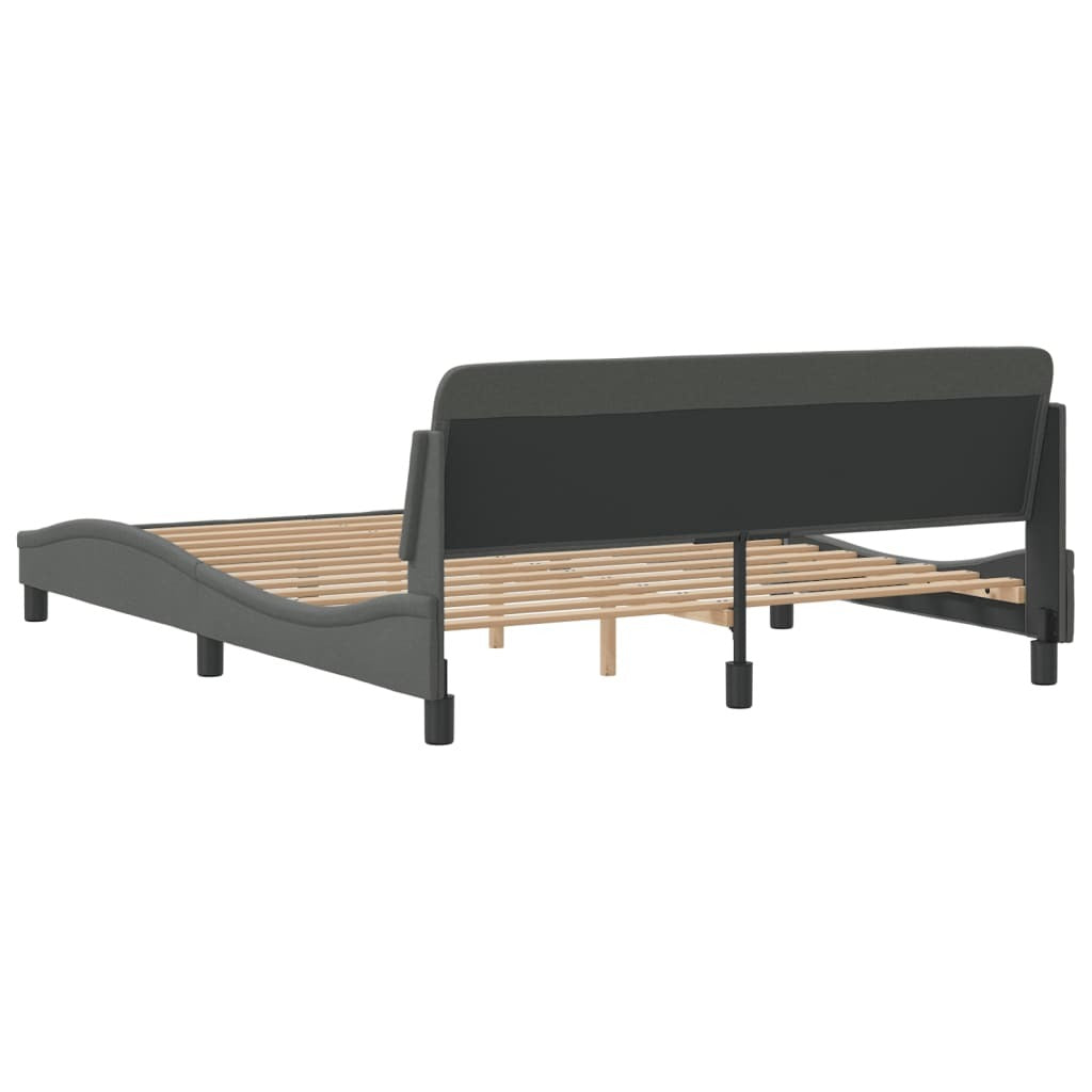 Bed Frame "Dover" Dark Gray 59.8"x79.9" Fabric