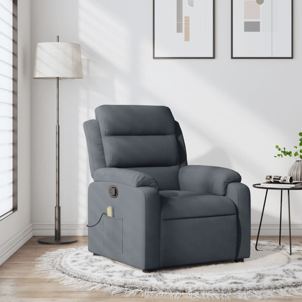 Massage Recliner Chair Dark Gray Velvet