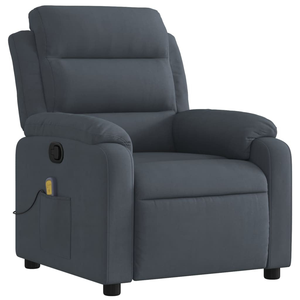 Massage Recliner Chair Dark Gray Velvet