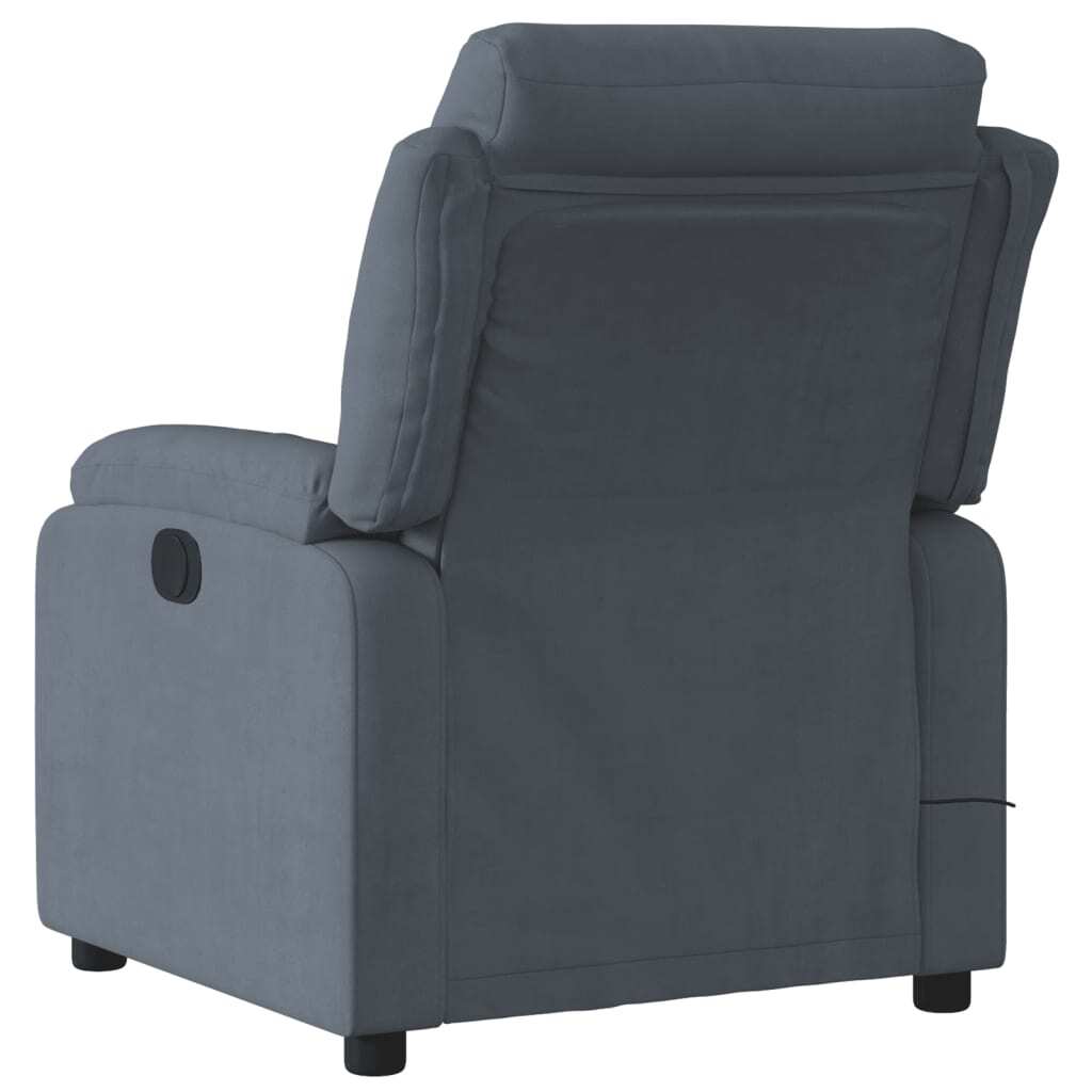 Massage Recliner Chair Dark Gray Velvet
