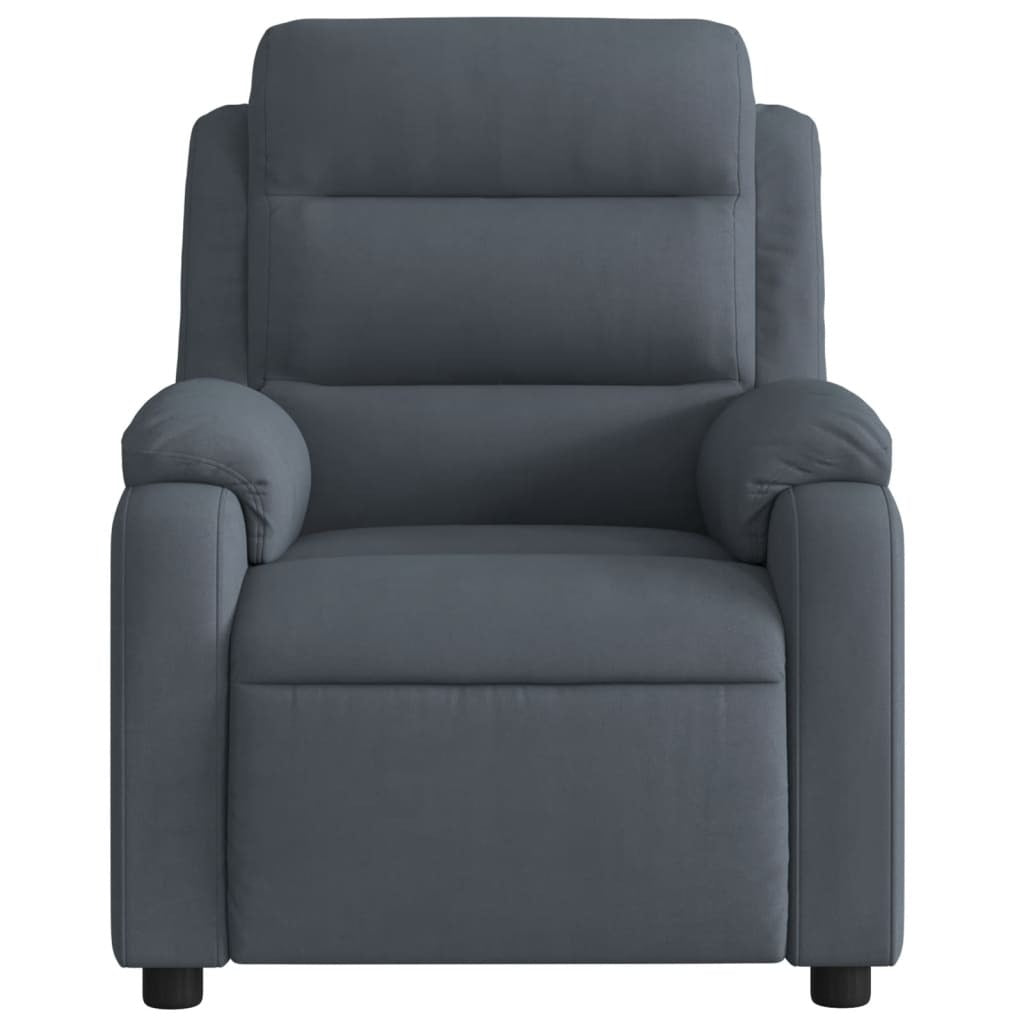 Massage Recliner Chair Dark Gray Velvet