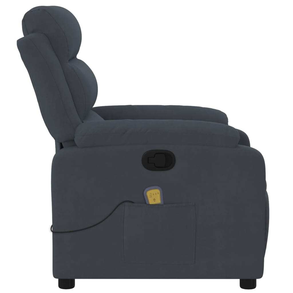 Massage Recliner Chair Dark Gray Velvet
