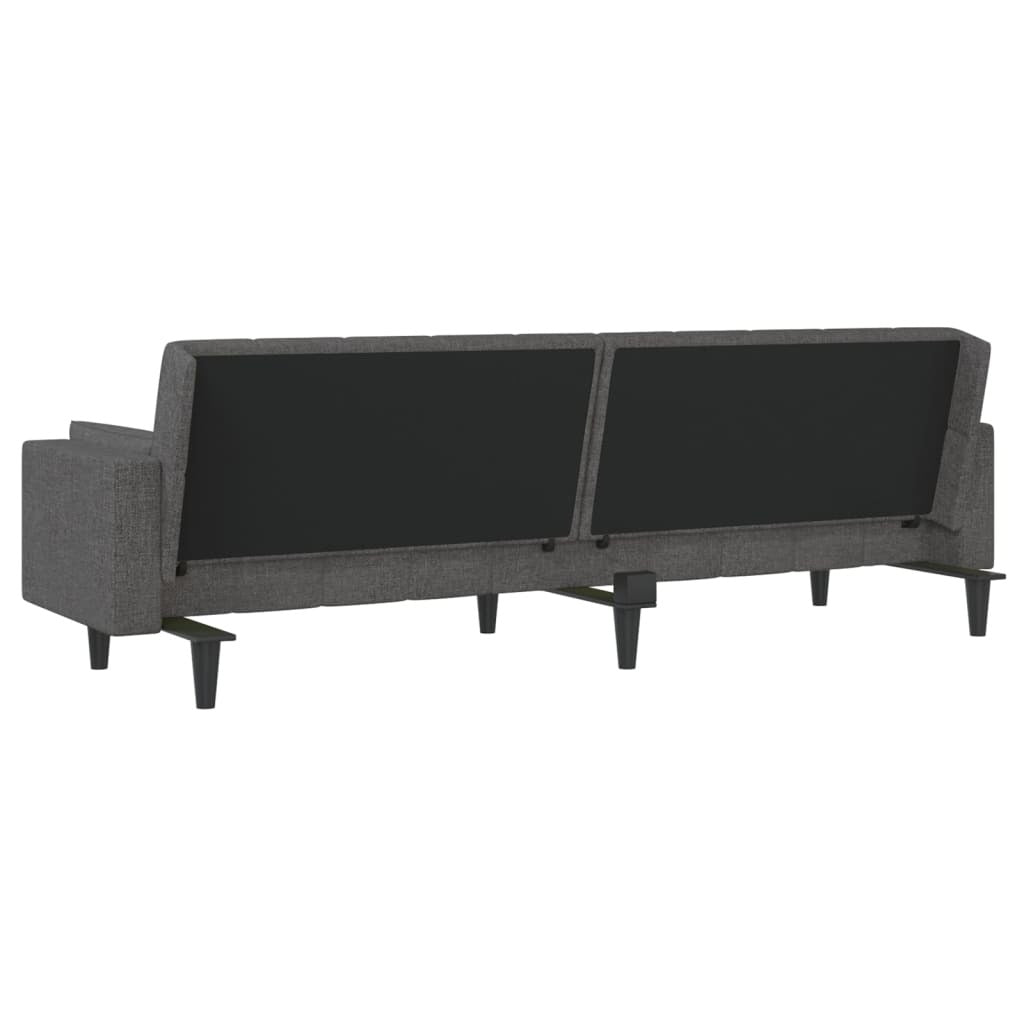 2-Seater Sofa Bed with Two Pillows Dark Gray Fabric