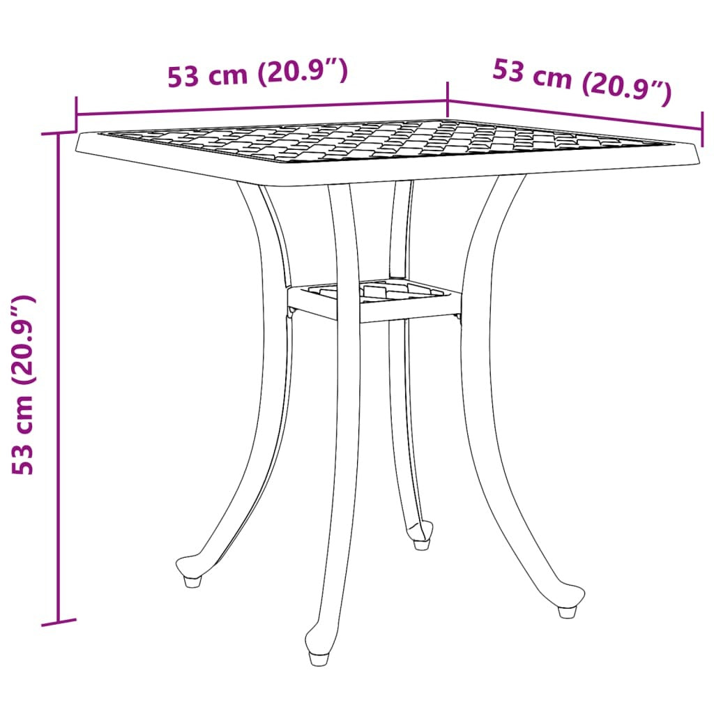 Patio Table White 20.9"x20.9"x20.9" Cast Aluminum