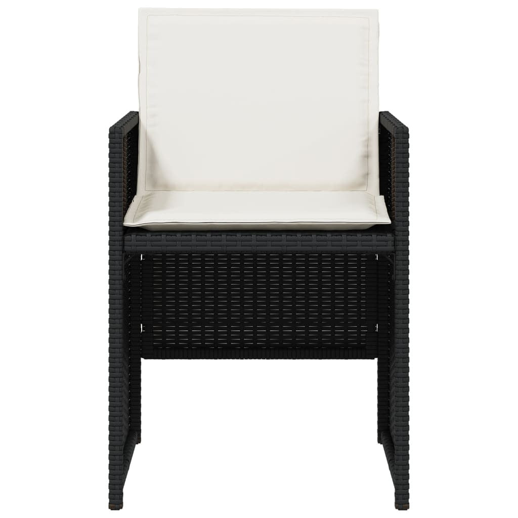 Patio Chairs with Cushions 4 pcs Black Poly Rattan