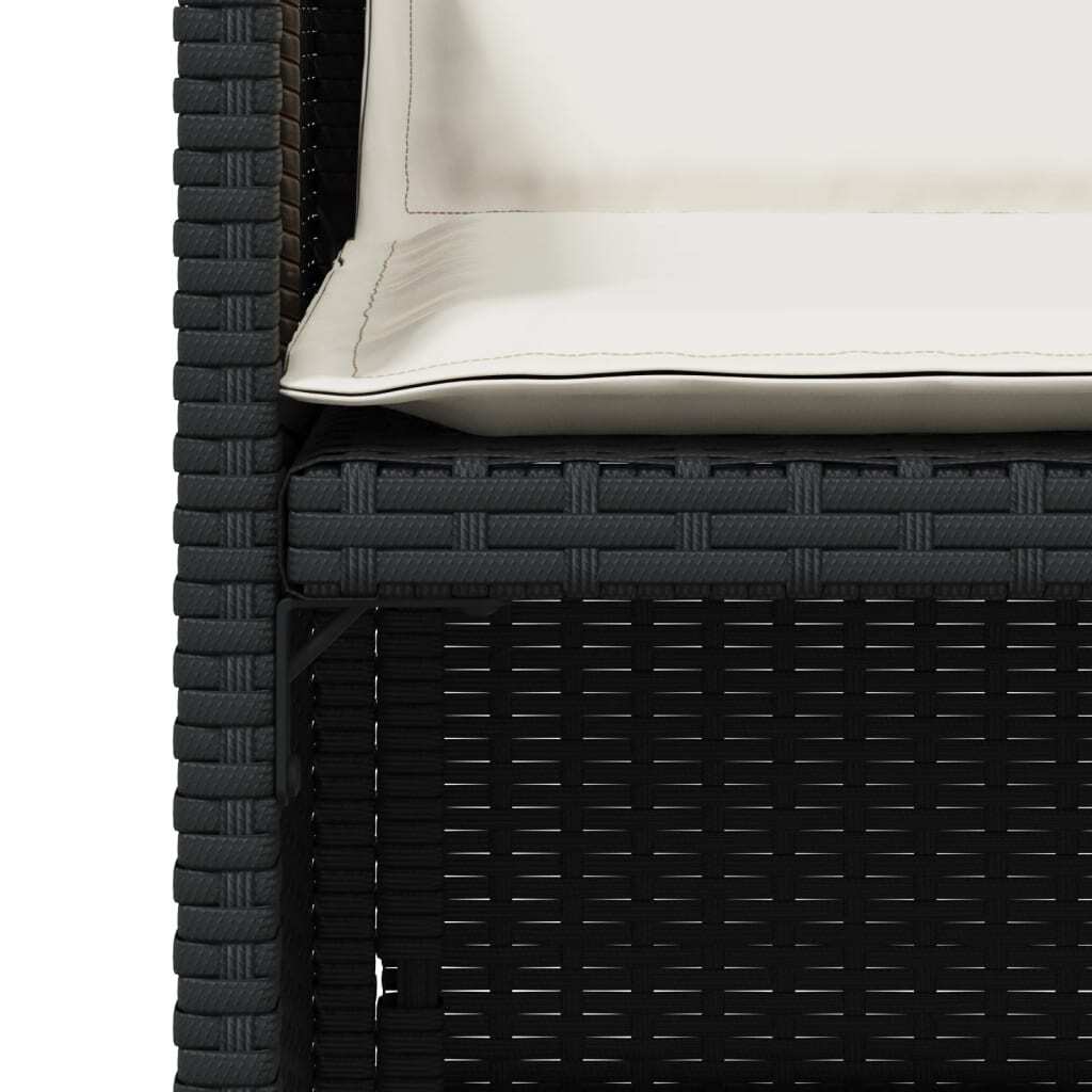 Patio Chairs with Cushions 4 pcs Black Poly Rattan