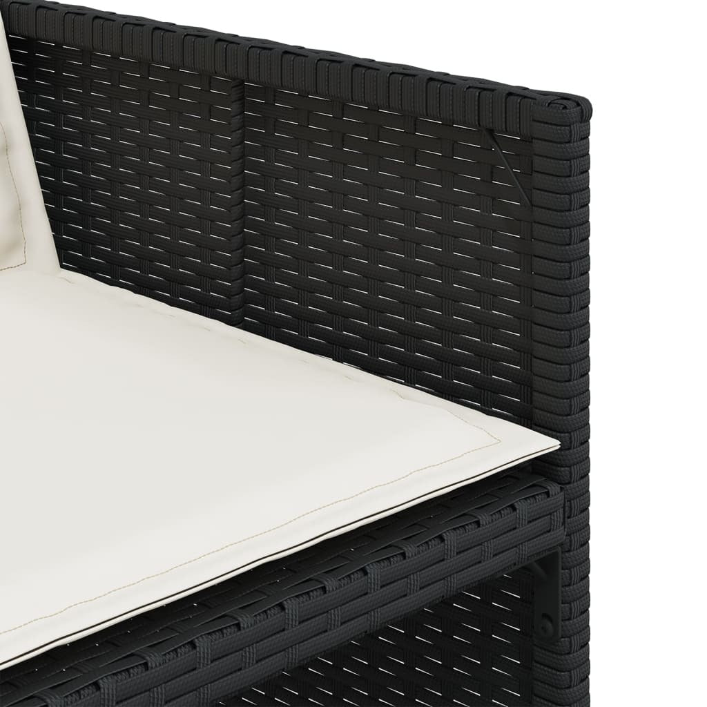 Patio Chairs with Cushions 4 pcs Black Poly Rattan