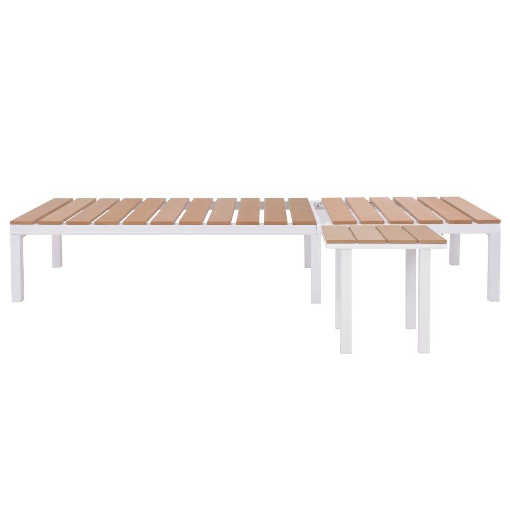 Sun Lounger with Table Aluminum WPC and Brown