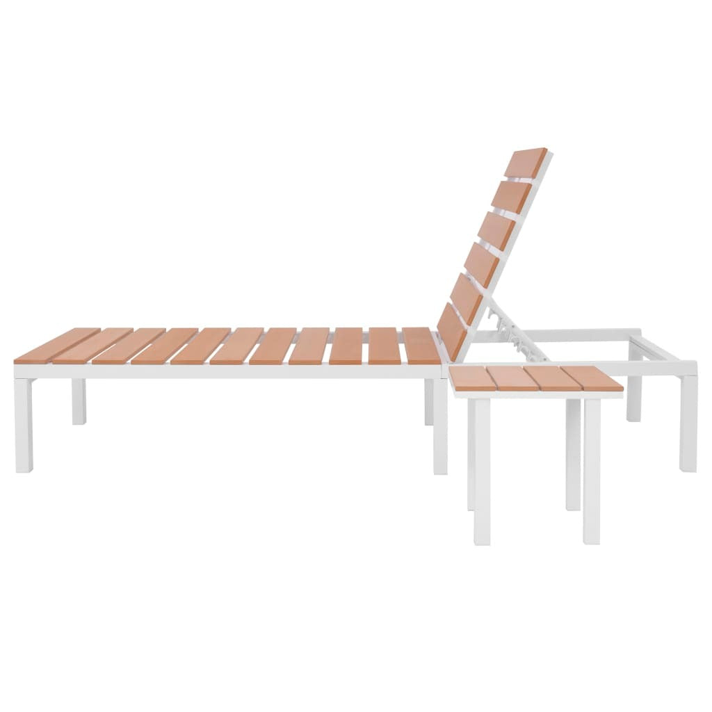 Sun Lounger with Table Aluminum WPC and Brown