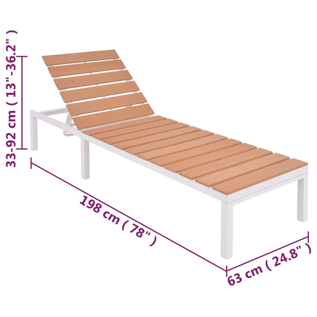 Sun Lounger with Table Aluminum WPC and Brown