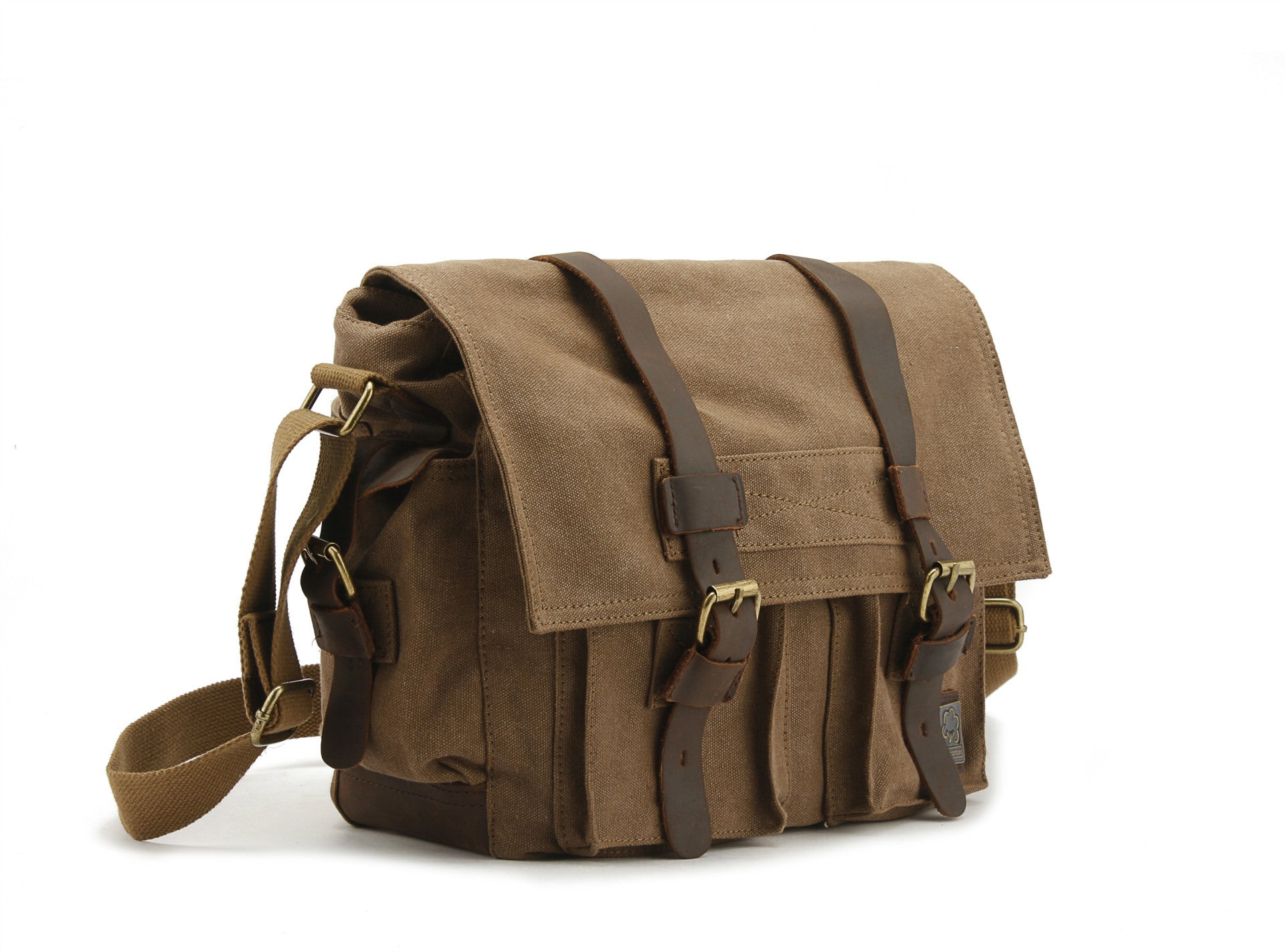 Style: Brown, Size: L - Men's canvas shoulder bag