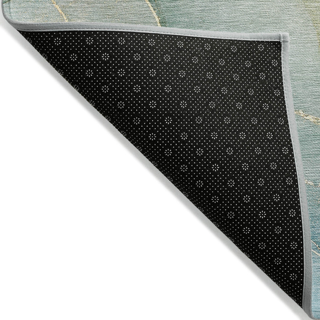 8' Round Green Round Abstract Washable Non Skid Indoor Outdoor Area Rug