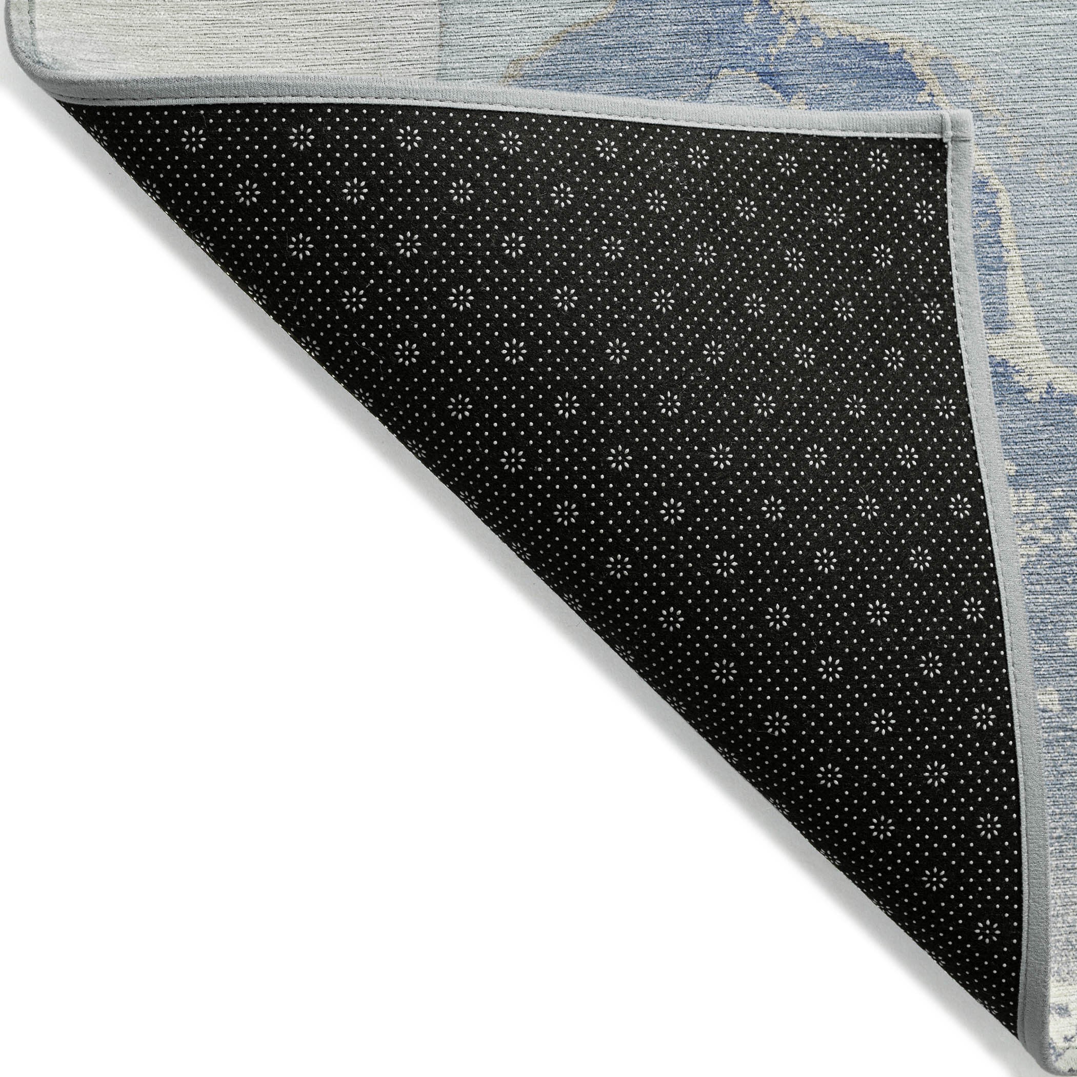 5' X 8' Blue and Green Abstract Washable Indoor Outdoor Area Rug