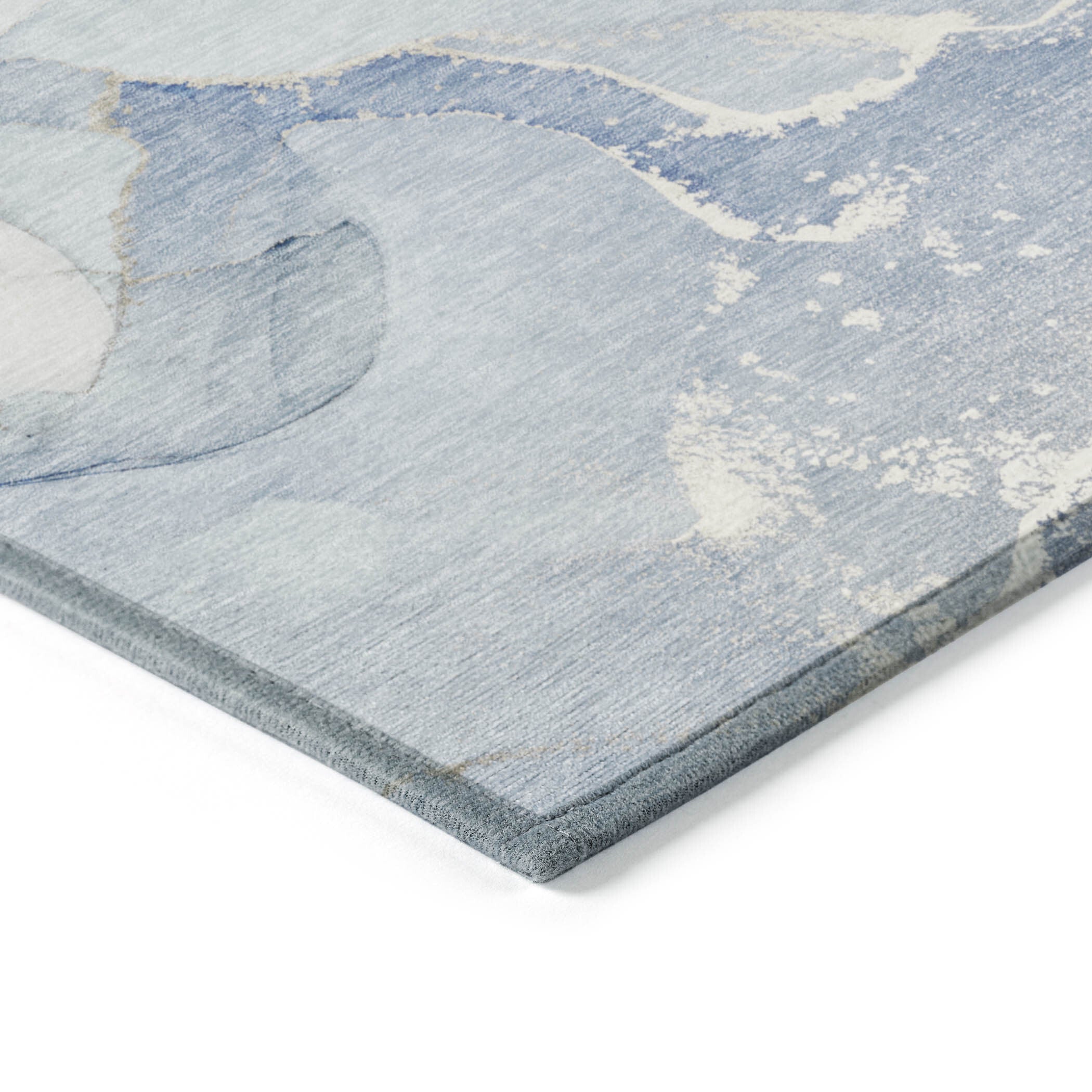 5' X 8' Blue and Green Abstract Washable Indoor Outdoor Area Rug