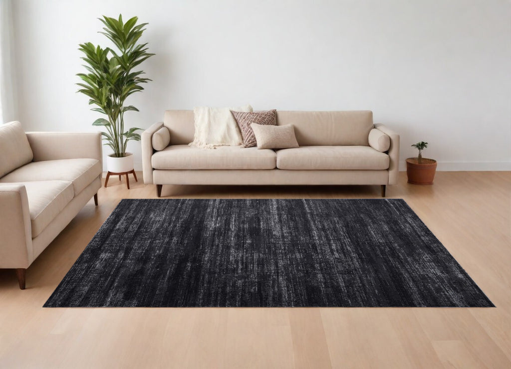 8' X 10' Black and Gray Power Loom Area Rug