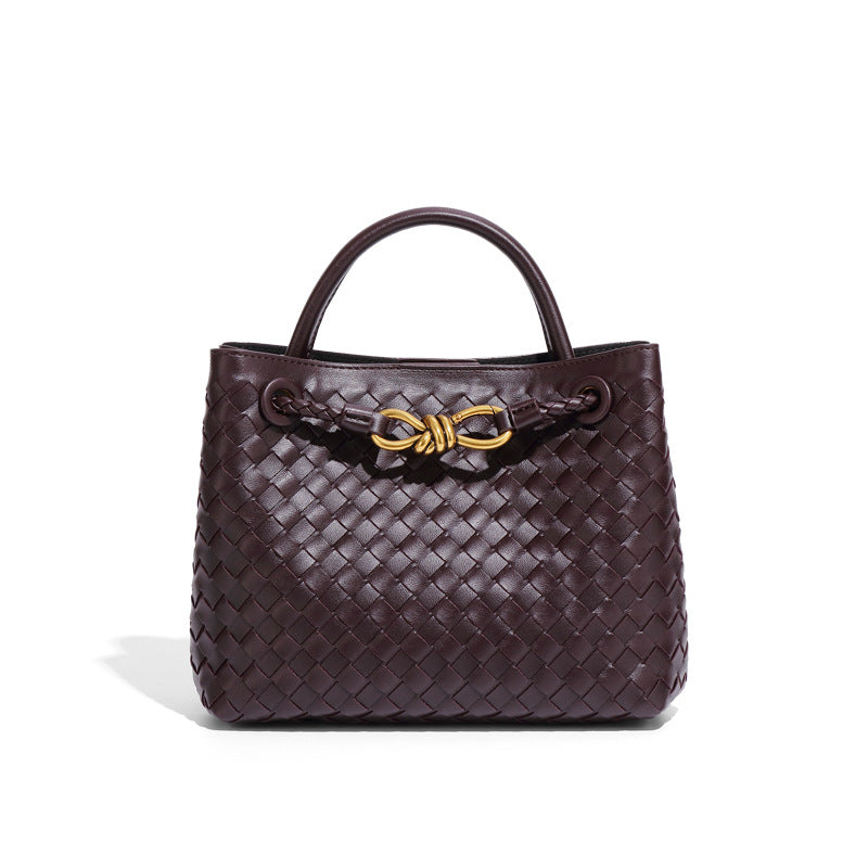 Color: B1747 Grape Purple - Women's Graceful Personality Simple Handmade Woven Shoulder Messenger Bag