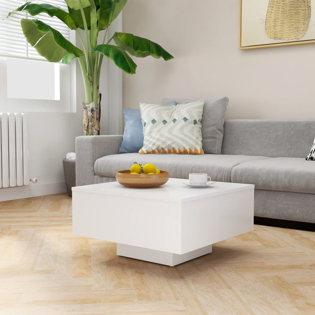 Coffee Table White 23.6"x23.6"x12.4" Engineered Wood