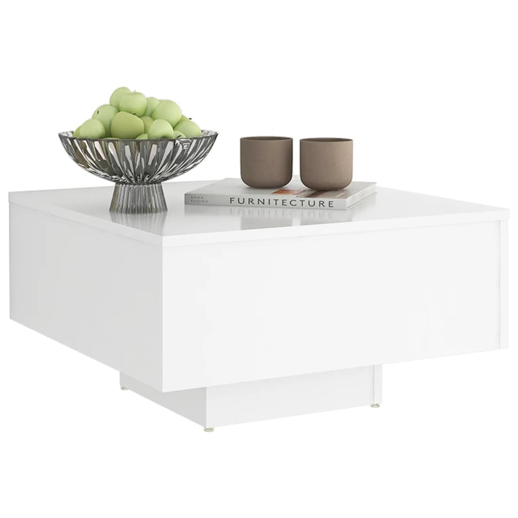 Coffee Table White 23.6"x23.6"x12.4" Engineered Wood