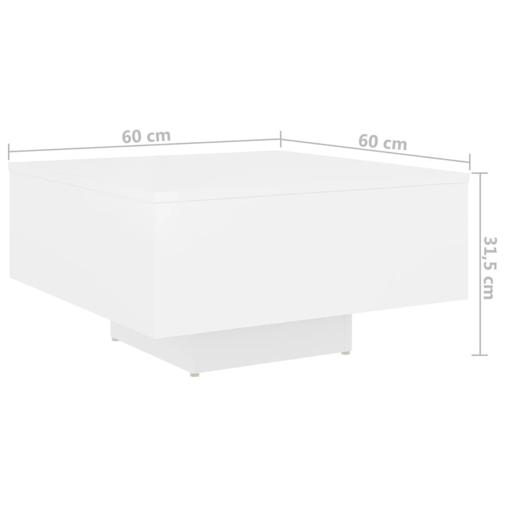 Coffee Table White 23.6"x23.6"x12.4" Engineered Wood