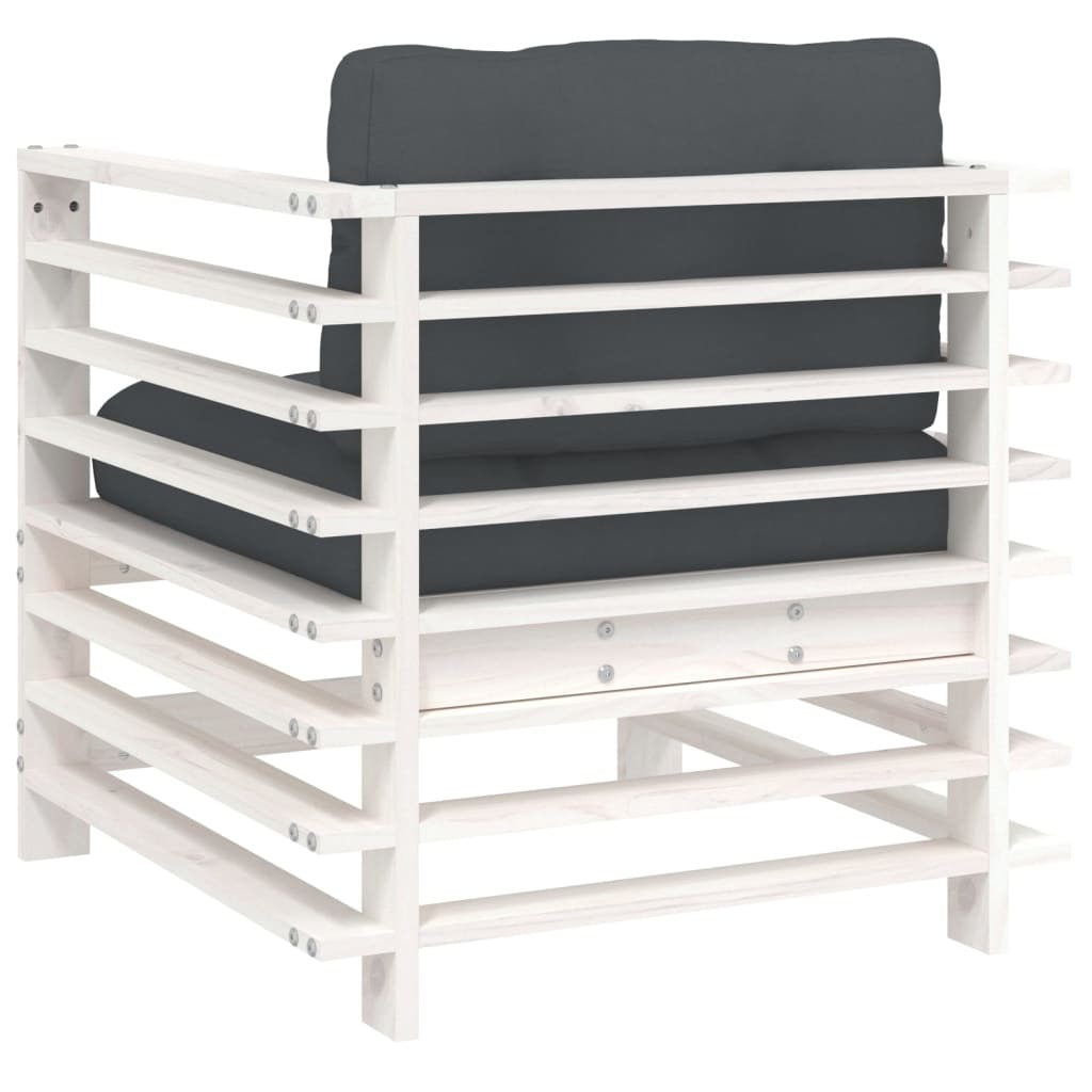 Patio Chairs with Cushions 2 pcs White Solid Wood Pine