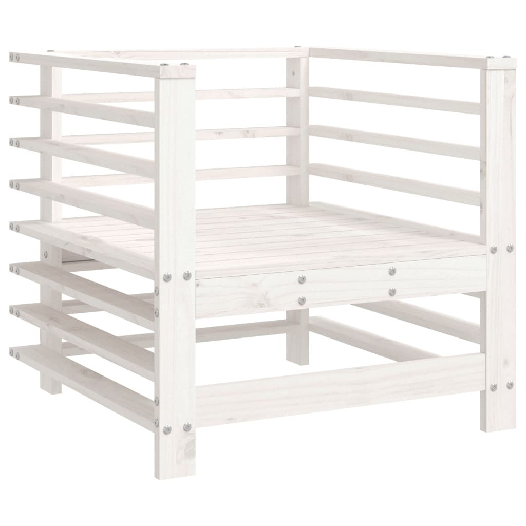 Patio Chairs with Cushions 2 pcs White Solid Wood Pine