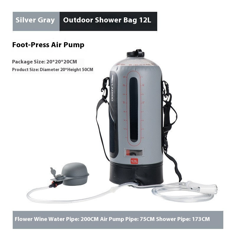 Color: Silver Gray 12L - Outdoor Camping Solar Shower Bags Portable
