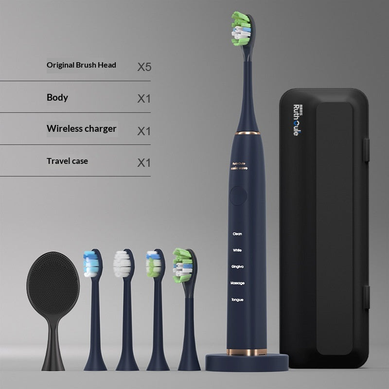 Color: Sky Blue, Suit: Gift Box 5 Brush Heads-V6, Model:  - Full Automatic Electric Toothbrush Gift Box