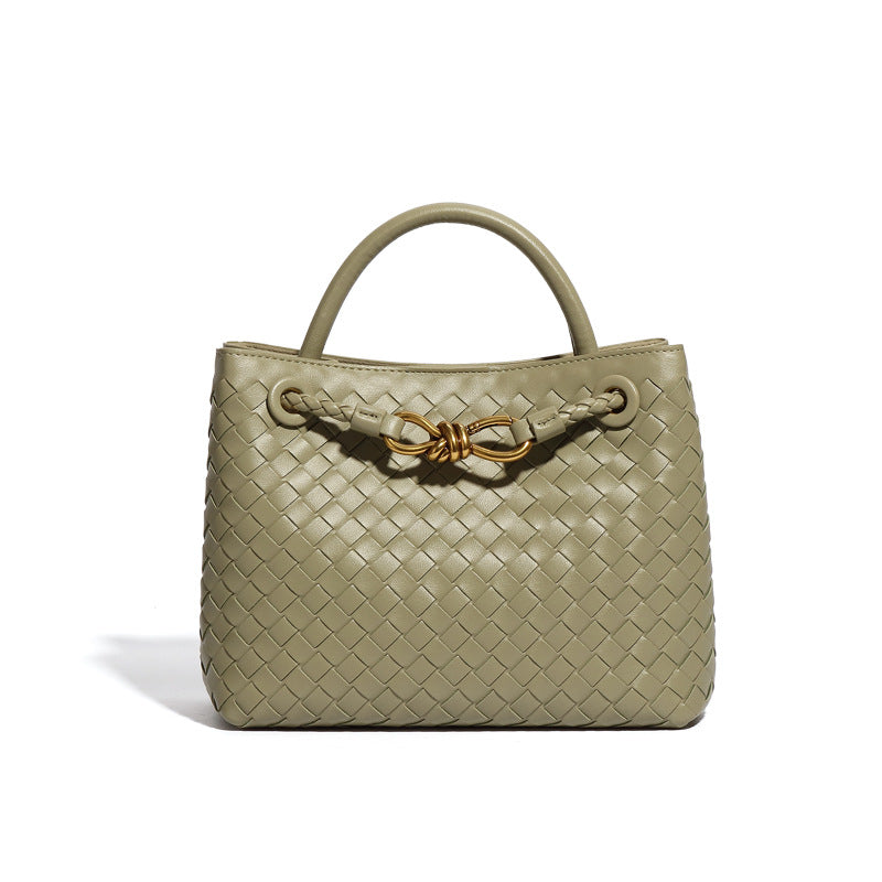 Color: B1747 Cave Stone Green - Women's Graceful Personality Simple Handmade Woven Shoulder Messenger Bag