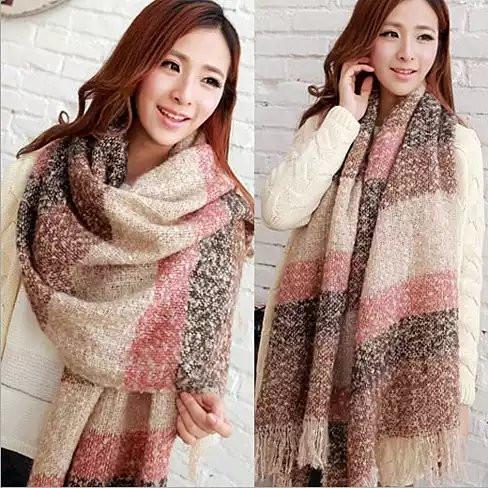 Color: Pink - Rust - Black - Wrap Me Softly Cotton Shawl With Fringe