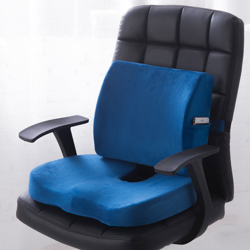 Color: SuedeRoyal Blue, Size: Memory foam single cushions - A Set Of Office Lumbar Cushion